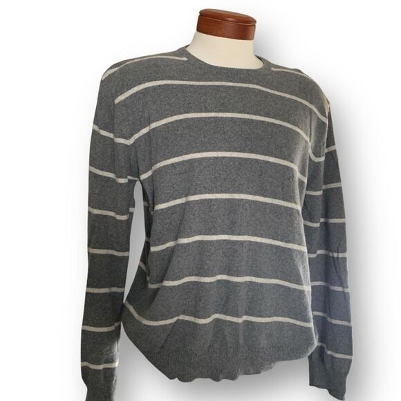 J.Crew Cashmere Blend Grey Striped Sweater Business Casual Men's size XL - Picture 7 of 10